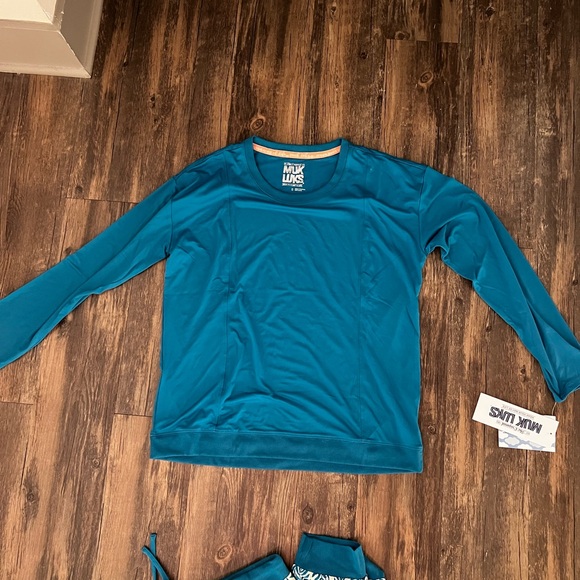 Muk Luks Teal Pattered Pajama Set - Picture 3 of 4